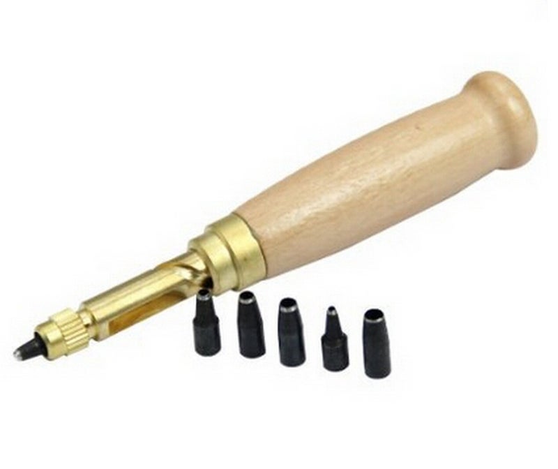 INNETOC Adjustable Japanese Screw Hole Punch Bookbinding Tool,Paper Punch,Craft Punches,6 Tip Sizes 1.5,2,2.5,3,3.5,4mm, Wood Handle - Image 1